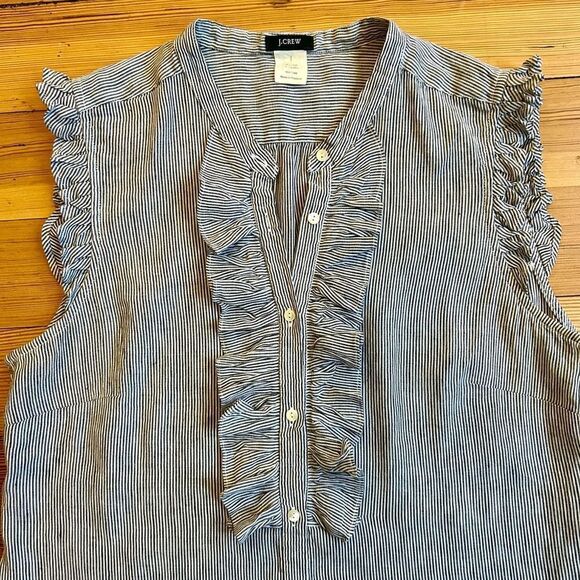 J. Crew linen blend ruffle sleeveless top. Size 0. - Picture 3 of 8